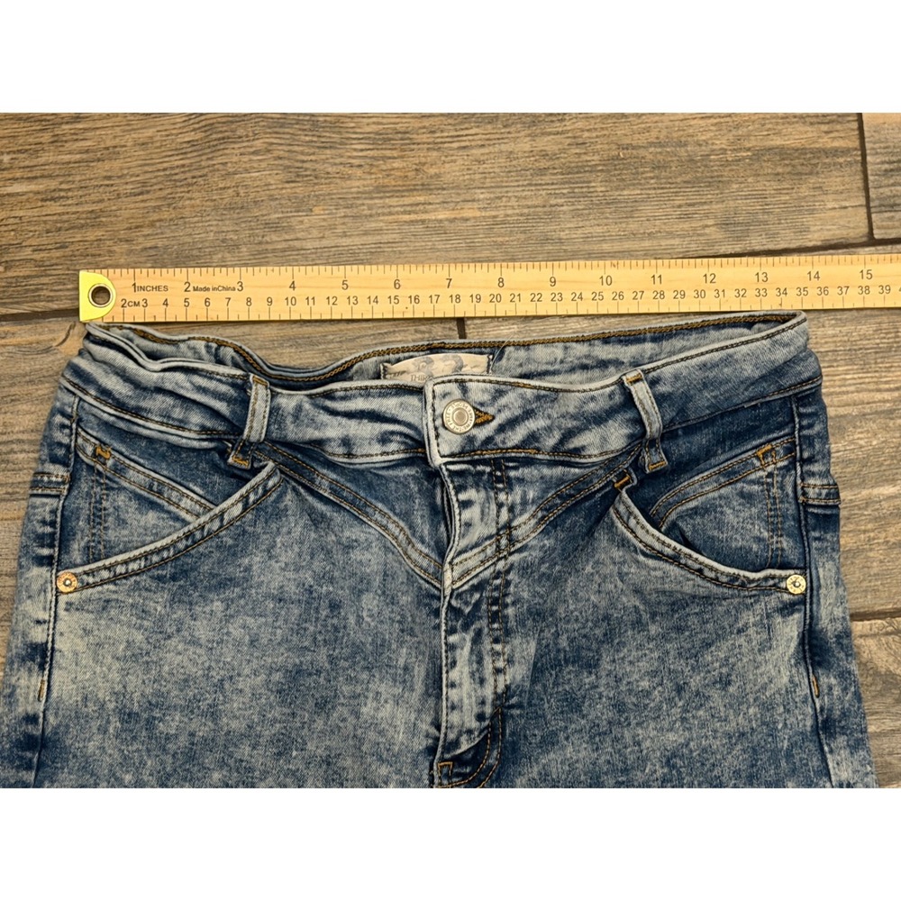 Free People We the Free Riley Seamed Skinny Denim Jeans Acid Wash High Waist 32 - Picture 6 of 11